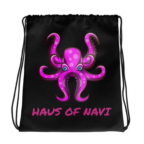 HAUS of NAVI Pink Logo Drawstring bag
