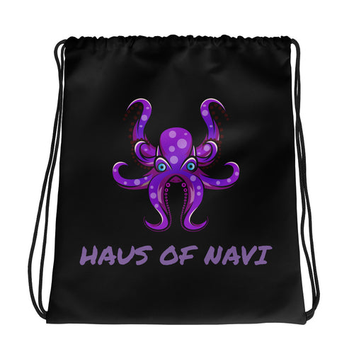 HAUS of NAVI Purple Logo Drawstring bag