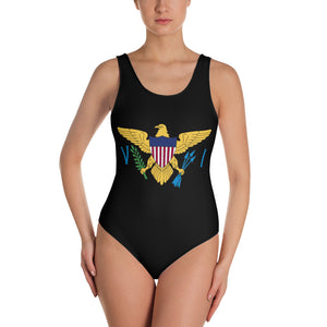 VI Flag Black One-Piece Swimsuit